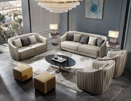 ODM 3 Seats Leather Living Room Sofas Modern Filling With Down Feather