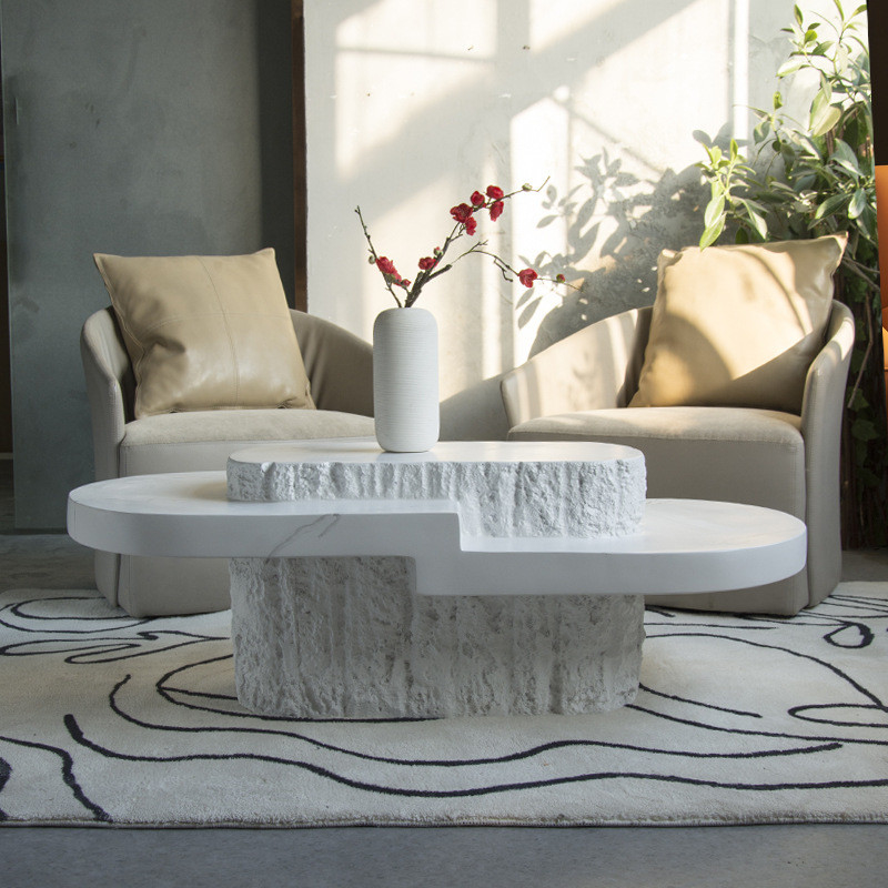 Simple Nordic Oval Coffee Table Synthetic FRP + Marble Material
